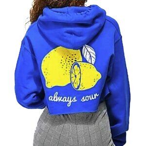 A. Lab Zumiez Always Sour Lemon Cropped Fleece Hoodie Graphic Lemoncello Size XL